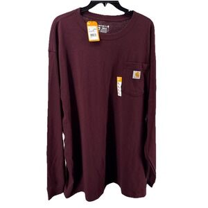 Carhartt Shirt Mens 2XL XXL Maroon Pocket Tee Outdoor Long Sleeve NWT